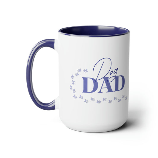 Dog Dad blue Coffee Mug, 15oz Paw Prints blue design